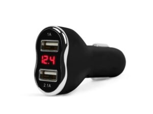 M.N.C. 55054 Szivargyújtó aljzat 2xUSB töltővel, feszültségmérővel fekete