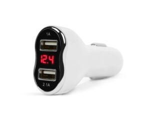 M.N.C. 55054WH Szivargyújtó aljzat 2xUSB töltővel, feszültségmérővel fehér