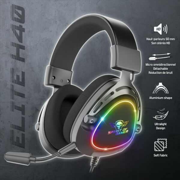 Spirit of Gamer ELITE H40  MultiPlatform fekete RGB Headset