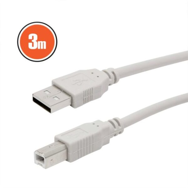 USB kábel A(M)-B 3m 2.0 nyomtató kábel szürke Delight