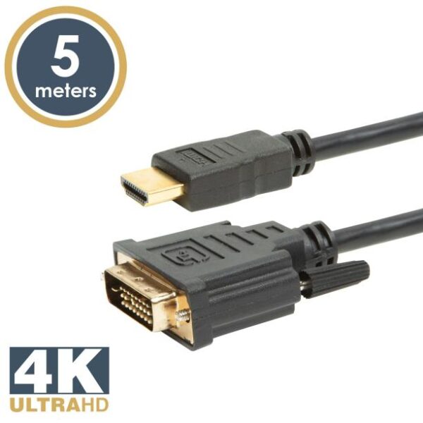 Kábel DVI-D/HDMI Duplán árnyékolt, aranyozott 5m Delight