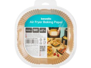 Bewello Air fryer sütőpapír - olaj nélküli sütőhöz - négyzet - 20 cm - 50 db