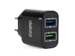 Delight 55045-2BK 2xUSB Hálózati adapter 2.1A Fekete