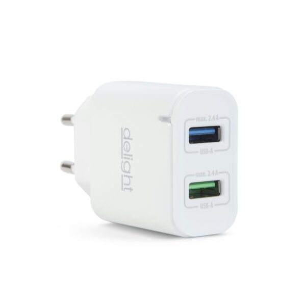 Delight 55045-2WH 2xUSB Hálózati adapter 2.1A Fehér