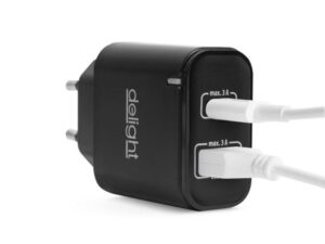 Delight 55047BK Hálózati Adapter Type-C PD20W 2x gyorstöltéssel - fekete