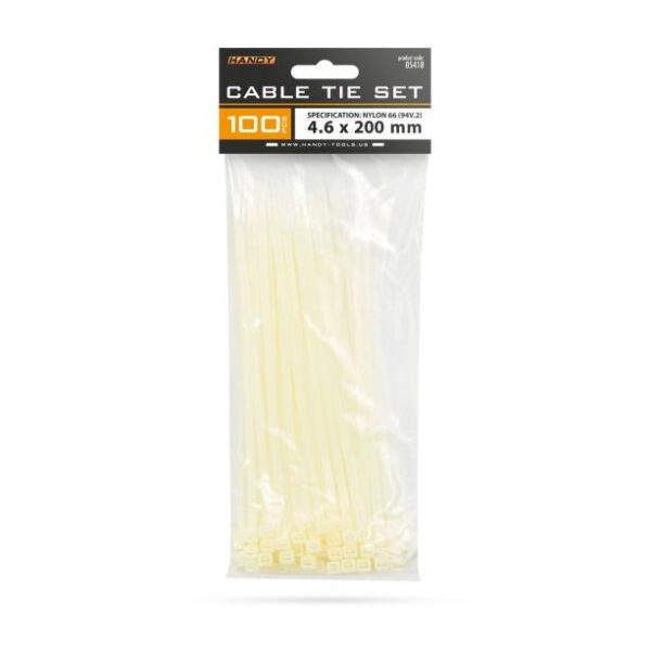 Handy vezetékkötegelő 100 db 200x4,6mm fehér