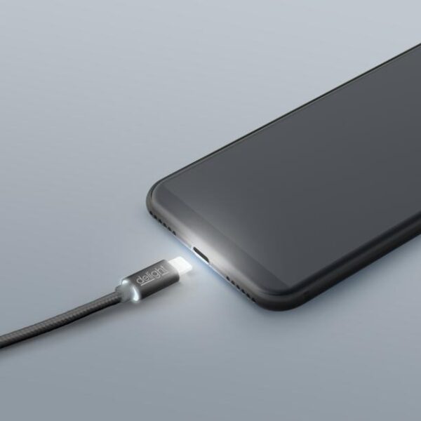 Delight világító Lightning USB kábel Apple termékekhez 1m fekete