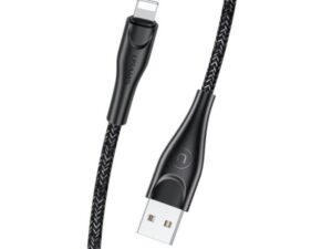 USAMS Lightning USB kábel Apple termékekhez fekete szövet 1m
