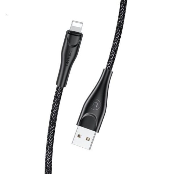 USAMS Lightning USB kábel Apple termékekhez fekete szövet 1m