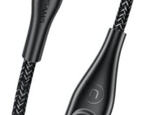 USAMS Lightning USB kábel Apple termékekhez fekete szövet 2m