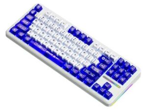 AULA F87 PRO Vezeték Nélküli Mechanikus Gamer Billentyűzet - Fehér-Kék