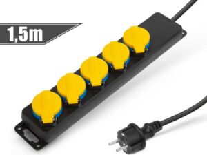 Delight 5 foglalatos 220V 1,5m fekete kültéri elosztó