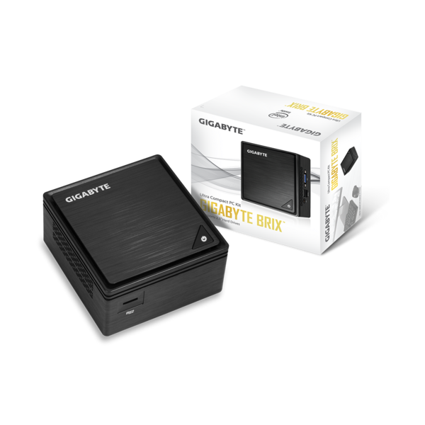 GIGABYTE PC BRIX, Intel Celeron J3455 2.3 GHz, HDMI, DSUB, LAN, WIFI, Bluetooth, 2,5" HDD hely, 4xUSB 3.0