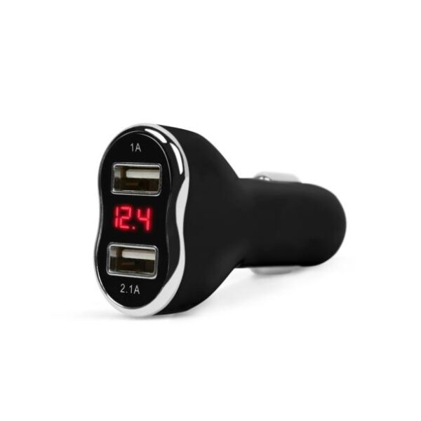 M.N.C. 55054 Szivargyújtó aljzat 2xUSB töltővel, feszültségmérővel fekete