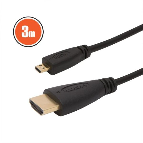Kábel Micro HDMI/HDMI 3m aranyozott 1080p Delight