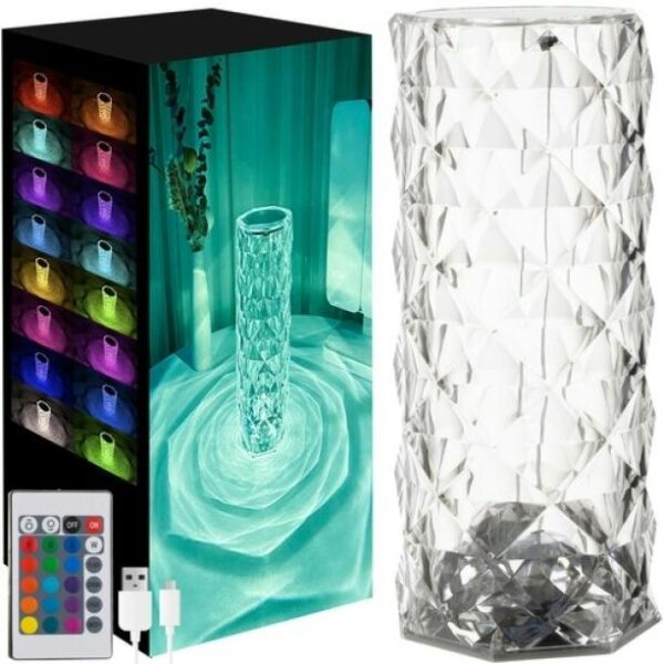 Bewello Rózsa hatású RGB LED-es lámpa - akkumulátoros - akril - USB