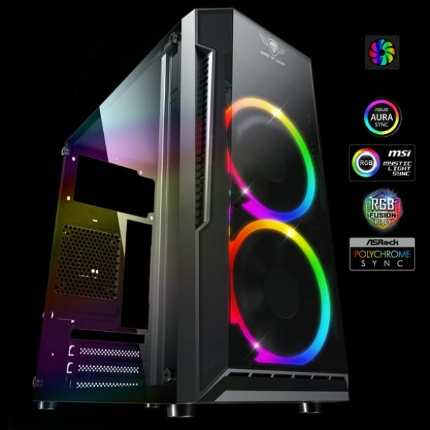 Spirit of Gamer Deathmatch 3 RGB fekete ablakos táp nélküli mATX ház