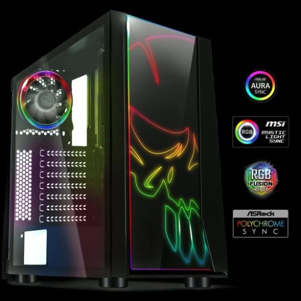 Spirit of Gamer GHOST ONE fekete RGB táp nélküli ház