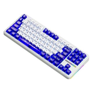 AULA F87 PRO Vezeték Nélküli Mechanikus Gamer Billentyűzet - Fehér-Kék