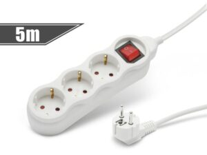 Delight 3 foglalatos 220V 5m fehér kapcsolós elosztó