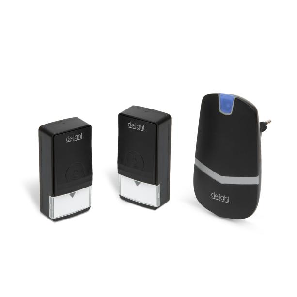 Delight 55343BK-2 Digitális vezeték és elem nélküli csengő Kinetic fekete