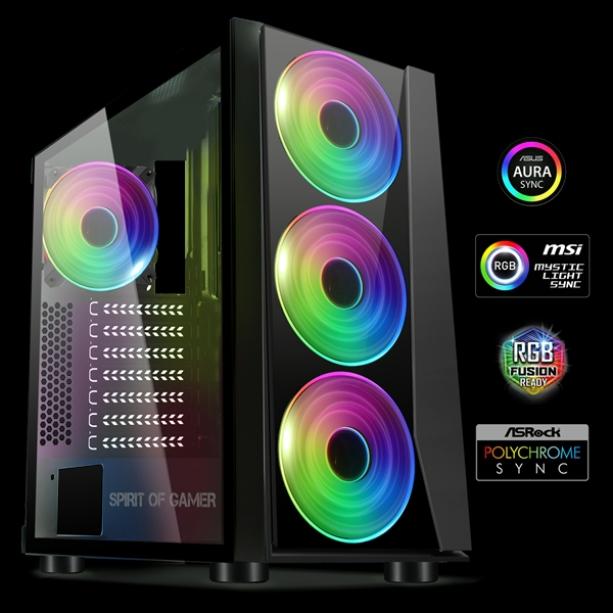 Spirit of Gamer GHOST III RGB fekete ablakos táp nélküli ház