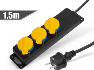 Delight 3 foglalatos 220V 1,5m fekete kültéri elosztó