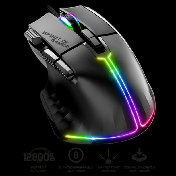 Spirit of Gamer PRO-M5 RGB Optikai USB fekete egér