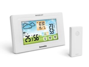 Bewello Digitális hőmérő és ébresztőóra - kültéri / beltéri - USB-s, elemes