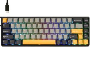 AULA WIN68 HE MAX Magnetic Switch Mechanikus Gamer Billentyűzet - Fekete-Szürke-Sárga