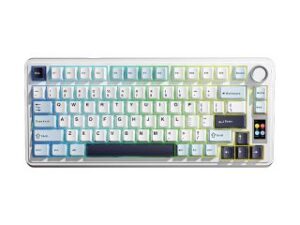 AULA S75 PRO Vezeték Nélküli Mechanikus Gamer Billentyűzet - Fehér-Kék