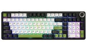 AULA F99 PRO Vezeték Nélküli Mechanikus Gamer Billentyűzet - Fekete-Fehér-Zöld