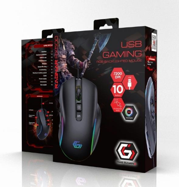 Gembird MUSG-RAGNAR-RX500 fekete gamer USB egér RGB