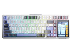 AULA L99 Tri-Mode Vezeték Nélküli Mechanikus Gamer Billentyűzet Érintőképernyővel - Fehér