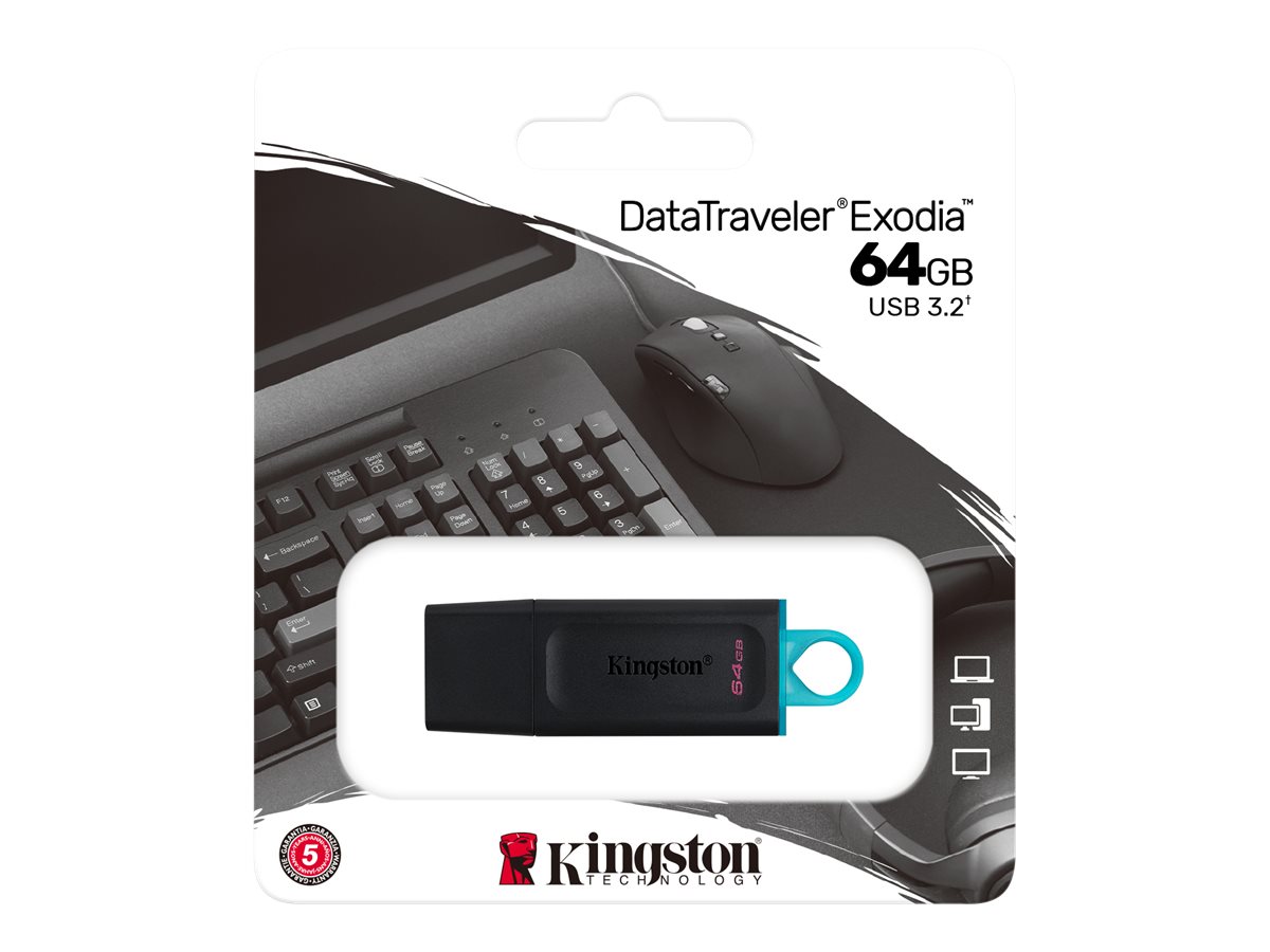 KINGSTON 64GB USB3.2 Gen1 DT Bk+Teal - Image 2