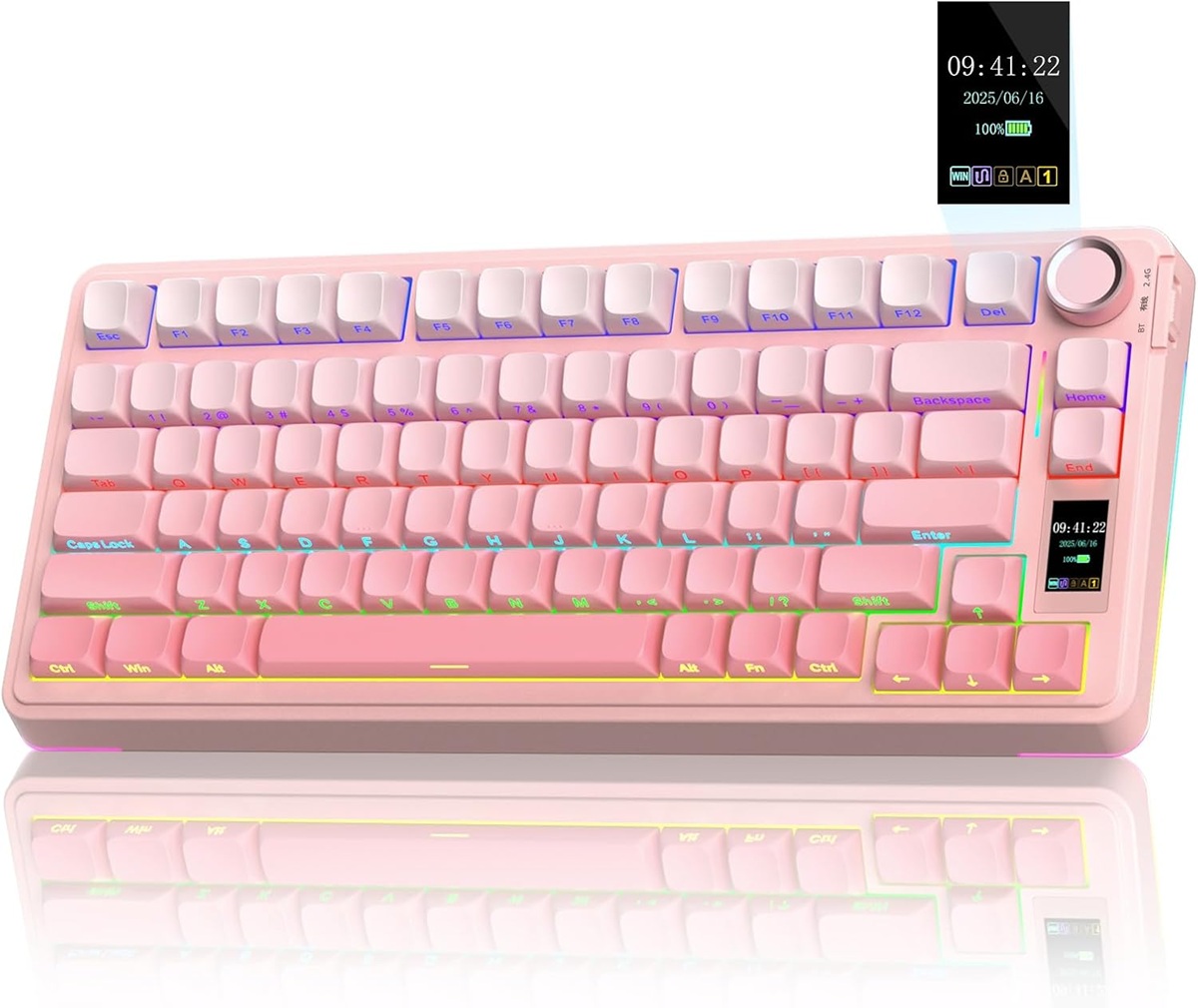 AULA S75 PRO Vezeték Nélküli Mechanikus Gamer Billentyűzet - Pink