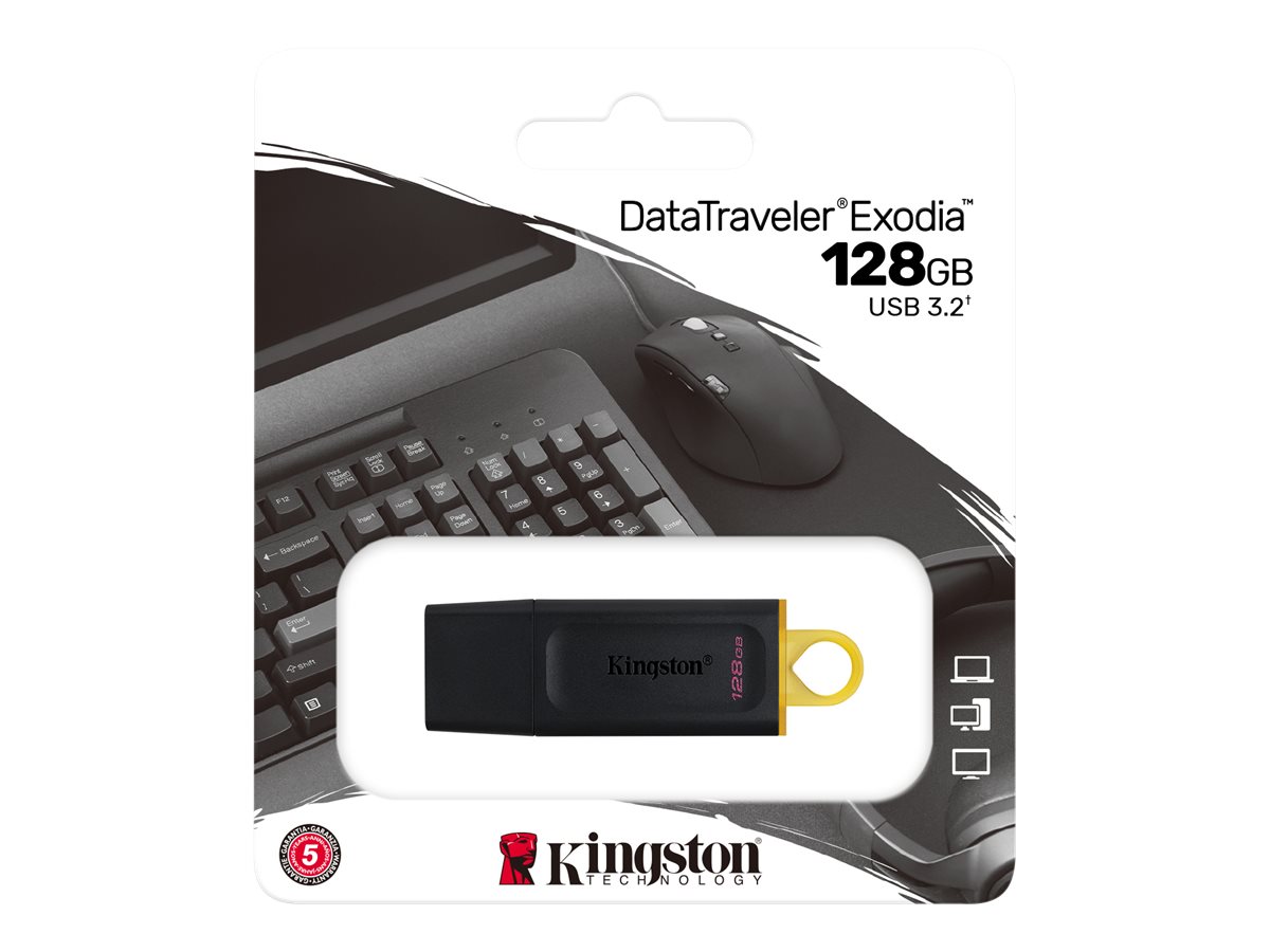 KINGSTON 128GB USB3.2 Gen1 DT Bk+Yellow - Image 2