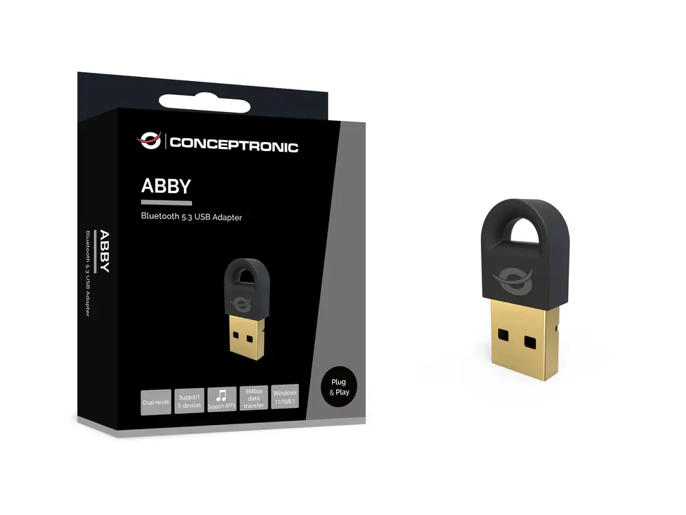 Conceptronic Bluetooth Adapter - ABBY16B (Bluetooth 5.3, Távolság: Max.: 20m, fekete) – 2. kép