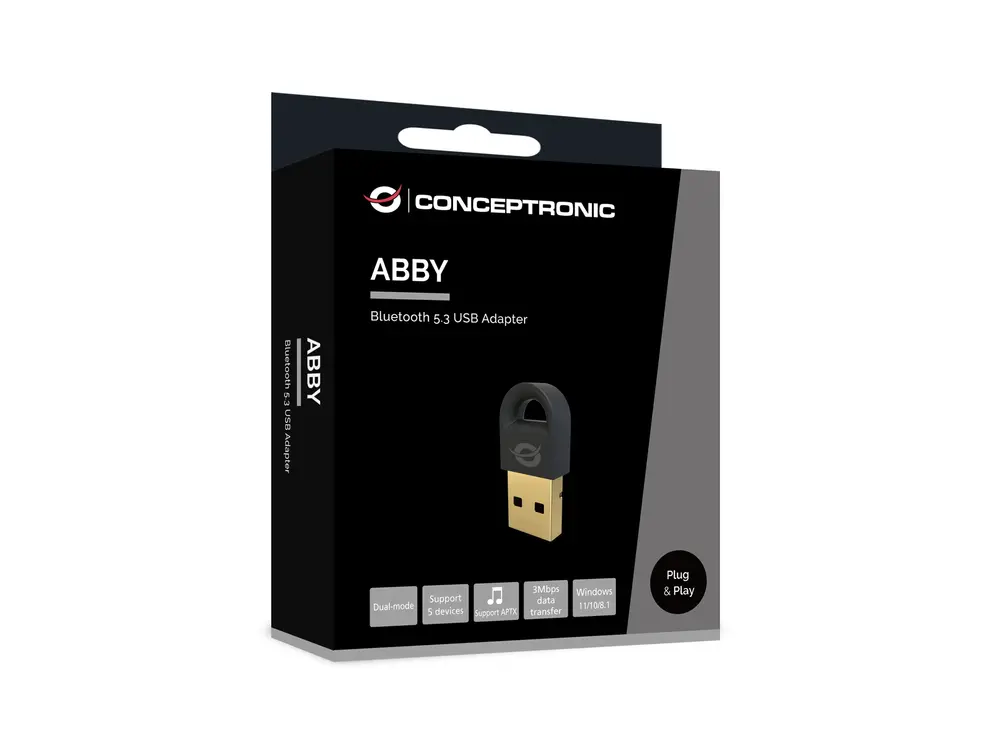 Conceptronic Bluetooth Adapter - ABBY16B (Bluetooth 5.3, Távolság: Max.: 20m, fekete) – 3. kép