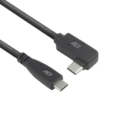 ACT USB 3.0 60W USB Type-C (straight) to USB Type-C (left/right angled) Cable 3m Black