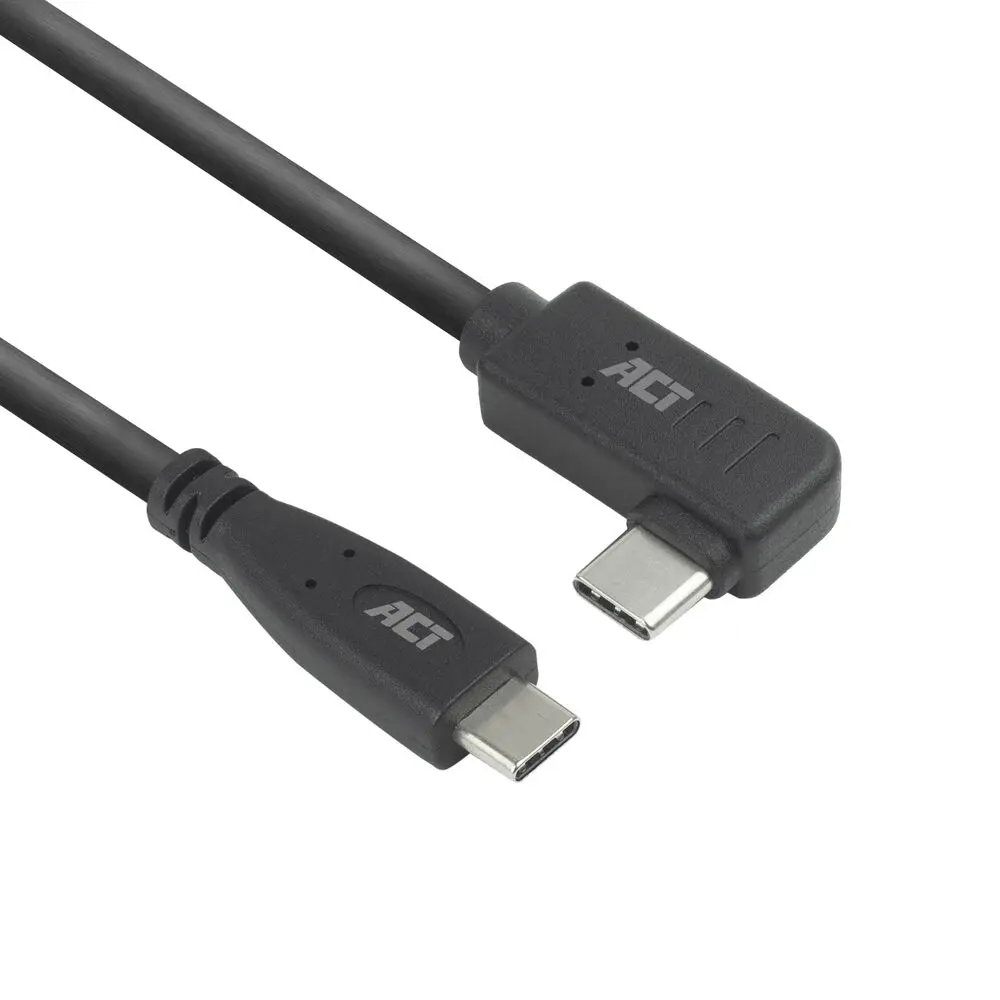 ACT USB 3.0 60W USB Type-C (straight) to USB Type-C (left/right angled) Cable 3m Black