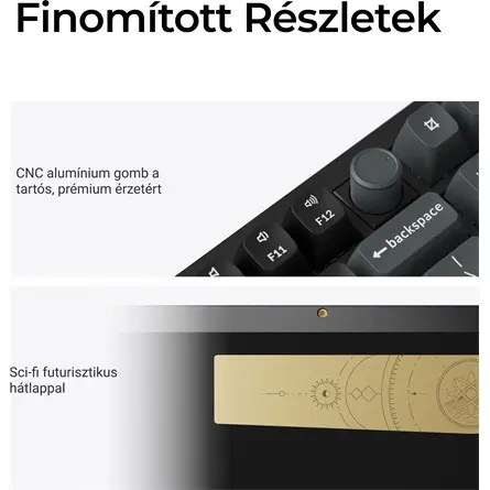 Keychron Q3 Ultra 8K Bluetooth / vezeték nélküli magyar Silk POM Banana mechanikus billentyűzet fekete (Bontott!) – 6. kép